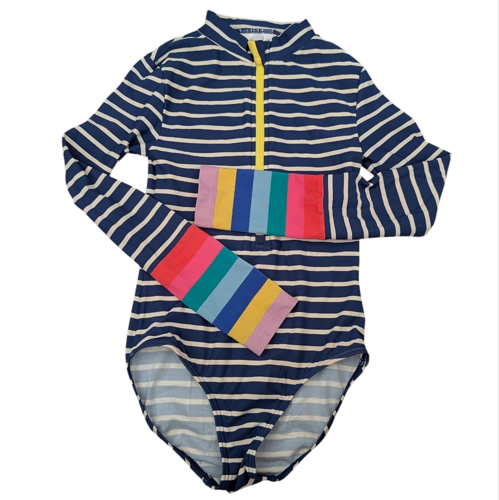 Boden 7-8Y One Piece Swimsuit Rainbow Stripes